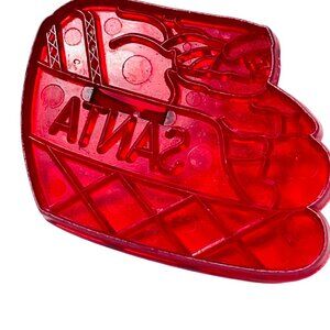 Vintage Red Plastic Santa Sleigh Cookie Cutter Imprint